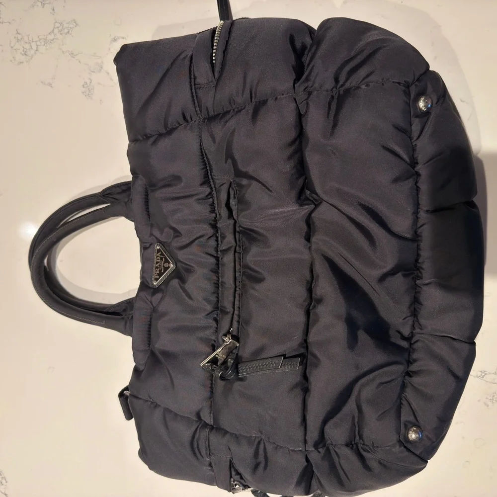 Prada Tessuto Bomber Bomber Tote Bag 2-Way Shoulder Nylon Leather Black - Picture 4 of 6